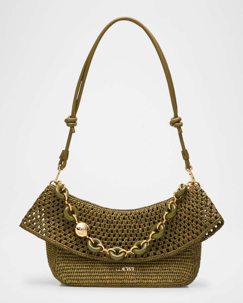 x Paula's Ibiza Ola Small Shoulder Bag in Raffia and Leather
